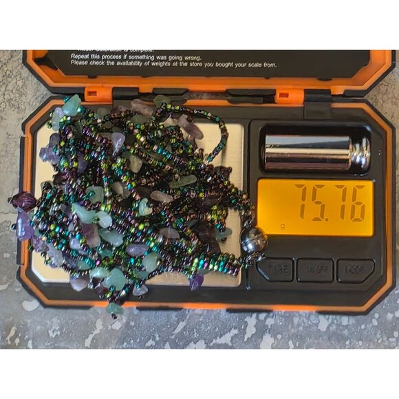 Fluorite & Amethyst Gemstone Multistrand Beaded Necklace w/ Magnetic Clasp - Picture 4 of 12